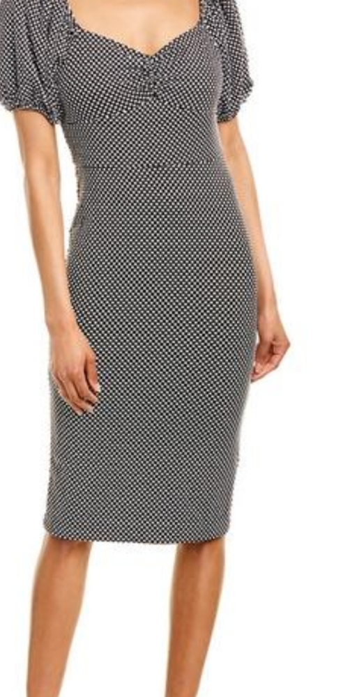 BETSEY JOHNSON Womens Black Polka Dot Short Sleeve Knee Length Dress